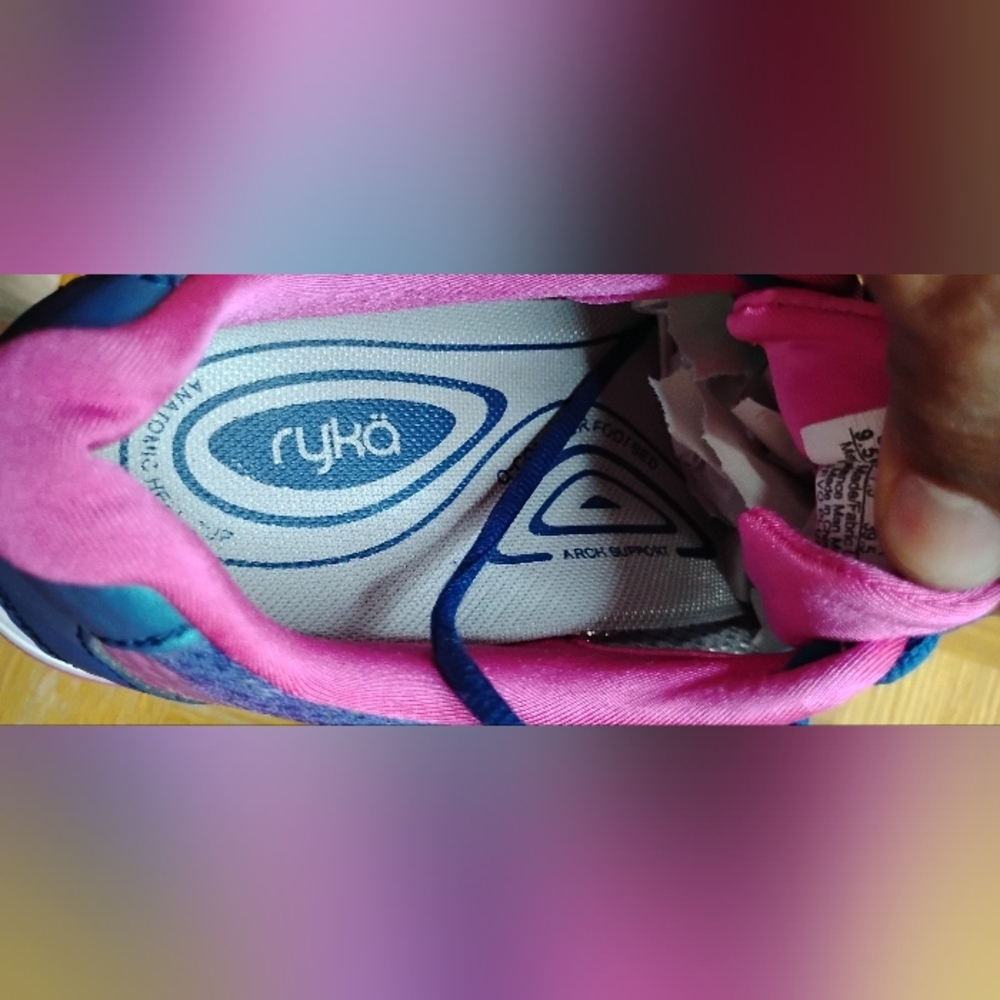 Ryka Womens 9.5 Devotion Plus 2 Walking Sneakers Blue Pink Comfort Athletic Shoe - Picture 12 of 16